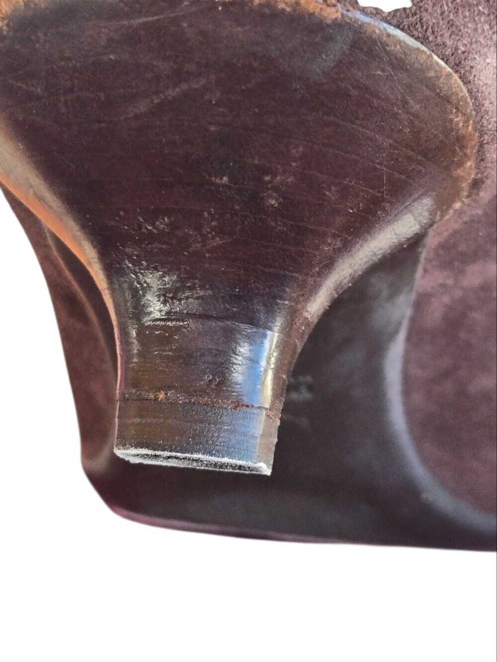 Vintage Prada Brown Suede Square Toe Kitten Heels Buckle Loafer Pumps Y2K Sz 8 - Picture 10 of 14